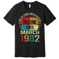 41 Year Awesome Since March 1982 Vintage 41st Birthday Gifts Premium T-Shirt