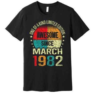 41 Year Awesome Since March 1982 Vintage 41st Birthday Gifts Premium T-Shirt