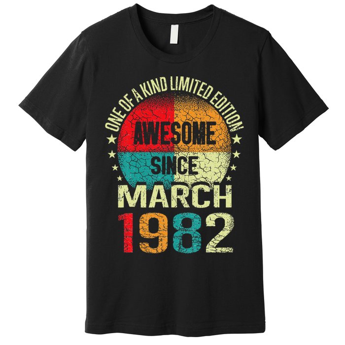 41 Year Awesome Since March 1982 Vintage 41st Birthday Gifts Premium T-Shirt