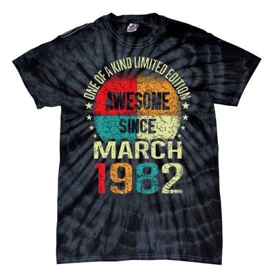 41 Year Awesome Since March 1982 Vintage 41st Birthday Gifts Tie-Dye T-Shirt