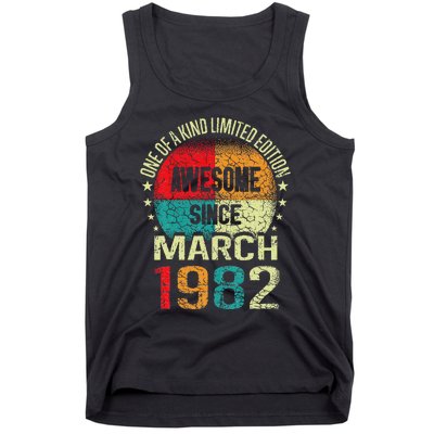 41 Year Awesome Since March 1982 Vintage 41st Birthday Gifts Tank Top