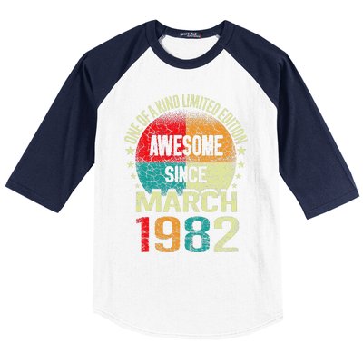 41 Year Awesome Since March 1982 Vintage 41st Birthday Gifts Baseball Sleeve Shirt