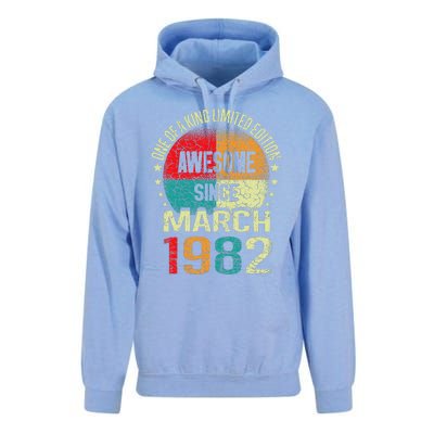 41 Year Awesome Since March 1982 Vintage 41st Birthday Gifts Unisex Surf Hoodie