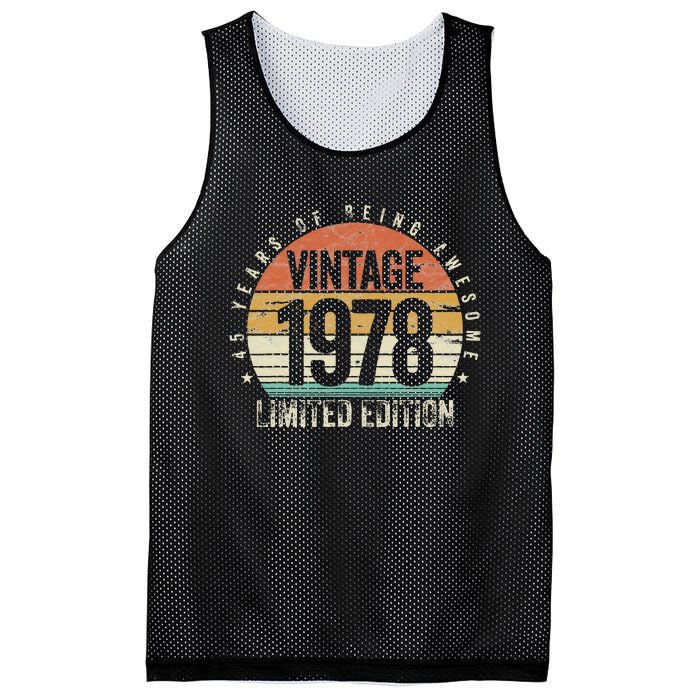 45 Years Being Awesome Vintage 1978 Limited Edition Birthday Mesh Reversible Basketball Jersey Tank