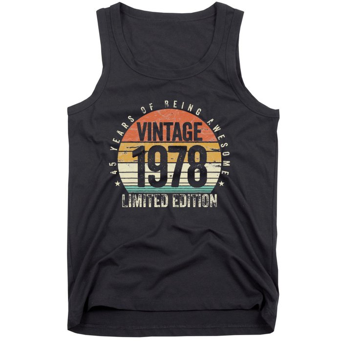 45 Years Being Awesome Vintage 1978 Limited Edition Birthday Tank Top