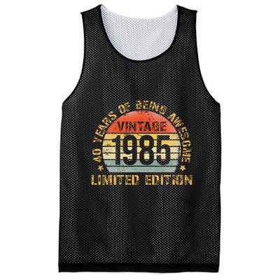 40 Year Birthday Decorations Gag 40yr 1985 40th Birthday Gift Mesh Reversible Basketball Jersey Tank