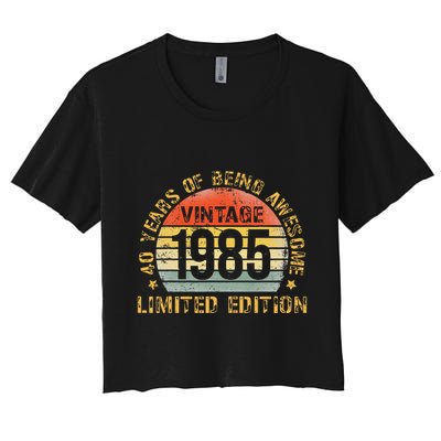 40 Year Birthday Decorations Gag 40yr 1985 40th Birthday Gift Women's Crop Top Tee