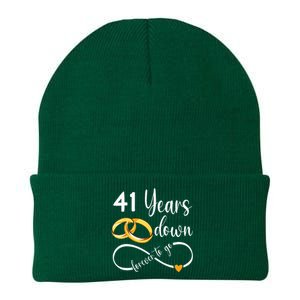 41 Years Down Forever To Go Couple 41st Wedding Anniversary Knit Cap Winter Beanie