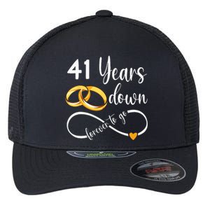 41 Years Down Forever To Go Couple 41st Wedding Anniversary Flexfit Unipanel Trucker Cap