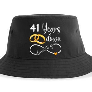 41 Years Down Forever To Go Couple 41st Wedding Anniversary Sustainable Bucket Hat