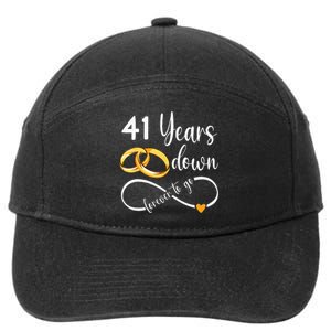 41 Years Down Forever To Go Couple 41st Wedding Anniversary 7-Panel Snapback Hat