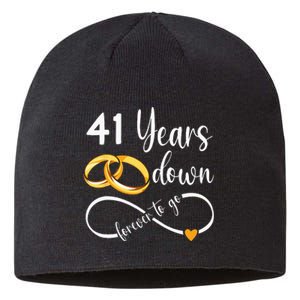 41 Years Down Forever To Go Couple 41st Wedding Anniversary Sustainable Beanie