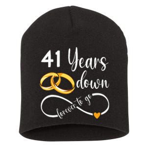 41 Years Down Forever To Go Couple 41st Wedding Anniversary Short Acrylic Beanie