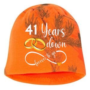 41 Years Down Forever To Go Couple 41st Wedding Anniversary Kati - Camo Knit Beanie