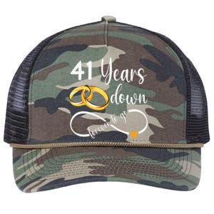 41 Years Down Forever To Go Couple 41st Wedding Anniversary Retro Rope Trucker Hat Cap