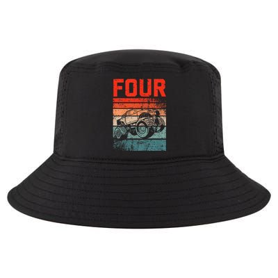 4 Year Old 4th Birthday Monster Truck Cool Comfort Performance Bucket Hat