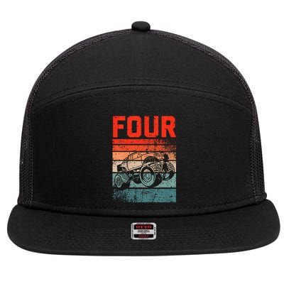 4 Year Old 4th Birthday Monster Truck 7 Panel Mesh Trucker Snapback Hat