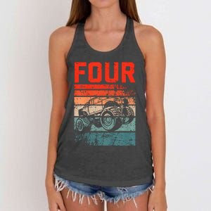 4 Year Old 4th Birthday Monster Truck Women's Knotted Racerback Tank