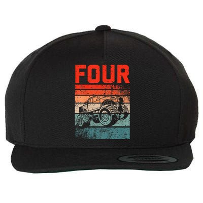 4 Year Old 4th Birthday Monster Truck Wool Snapback Cap