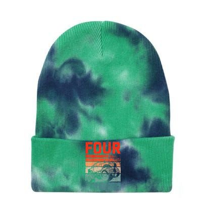 4 Year Old 4th Birthday Monster Truck Tie Dye 12in Knit Beanie