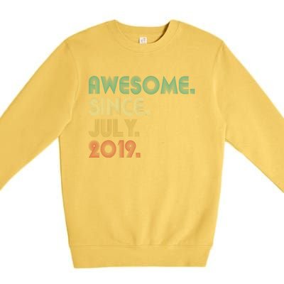 4 Year Old Funny Gift Awesome Since July 2019 4th Birthday Gift Premium Crewneck Sweatshirt