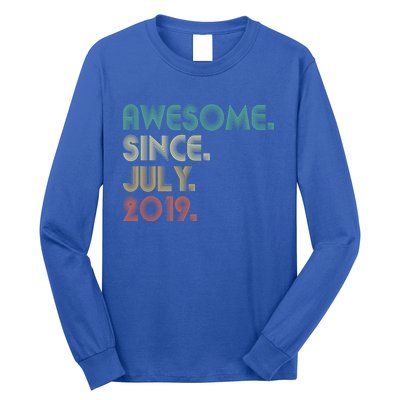 4 Year Old Funny Gift Awesome Since July 2019 4th Birthday Gift Long Sleeve Shirt