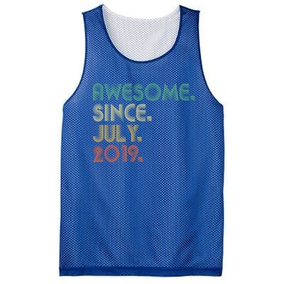 4 Year Old Funny Gift Awesome Since July 2019 4th Birthday Gift Mesh Reversible Basketball Jersey Tank