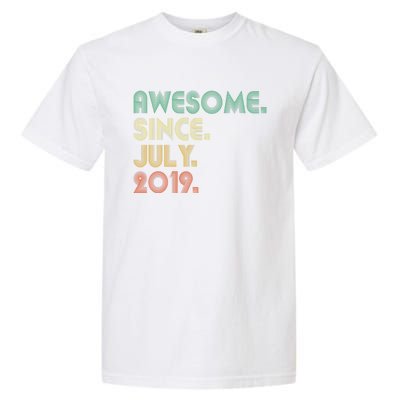 4 Year Old Funny Gift Awesome Since July 2019 4th Birthday Gift Garment-Dyed Heavyweight T-Shirt