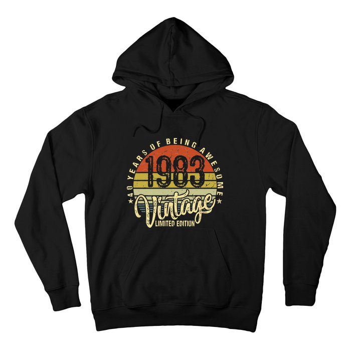 40 Year Of Being Awesome Since 1983 40th Birthday Vintage Hoodie