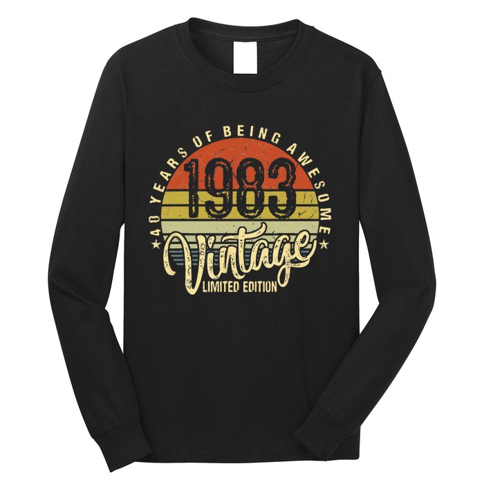 40 Year Of Being Awesome Since 1983 40th Birthday Vintage Long Sleeve Shirt