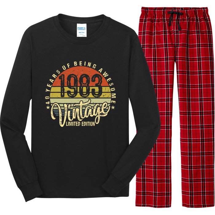 40 Year Of Being Awesome Since 1983 40th Birthday Vintage Long Sleeve Pajama Set