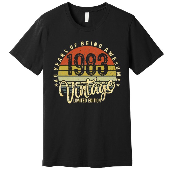 40 Year Of Being Awesome Since 1983 40th Birthday Vintage Premium T-Shirt