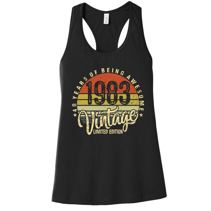 40 Year Of Being Awesome Since 1983 40th Birthday Vintage Women's Racerback Tank