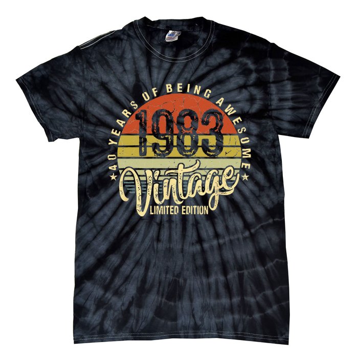 40 Year Of Being Awesome Since 1983 40th Birthday Vintage Tie-Dye T-Shirt