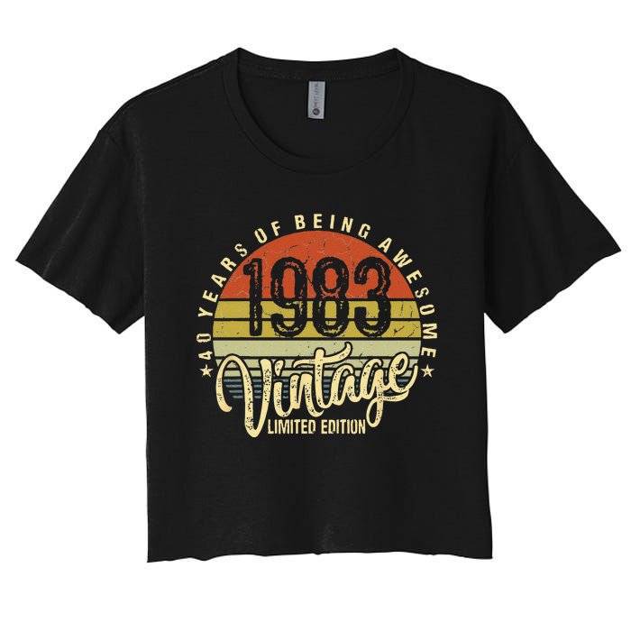 40 Year Of Being Awesome Since 1983 40th Birthday Vintage Women's Crop Top Tee