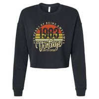 40 Year Of Being Awesome Since 1983 40th Birthday Vintage Cropped Pullover Crew