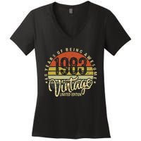 40 Year Of Being Awesome Since 1983 40th Birthday Vintage Women's V-Neck T-Shirt