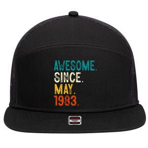 40 Year Old Awesome Since May 1983 40th Birthday 7 Panel Mesh Trucker Snapback Hat