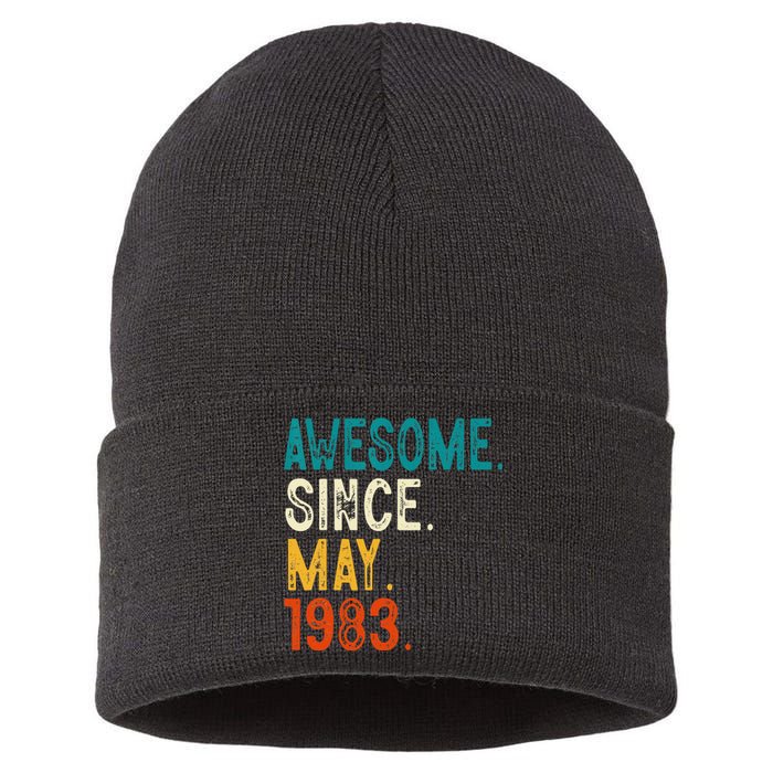 40 Year Old Awesome Since May 1983 40th Birthday Sustainable Knit Beanie