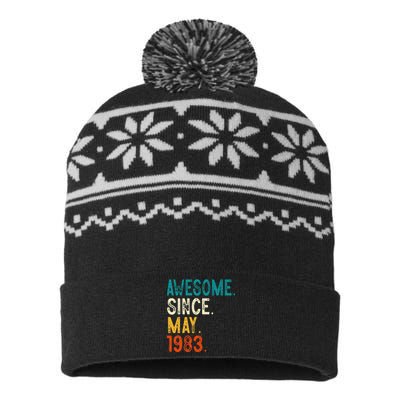 40 Year Old Awesome Since May 1983 40th Birthday USA-Made Snowflake Beanie