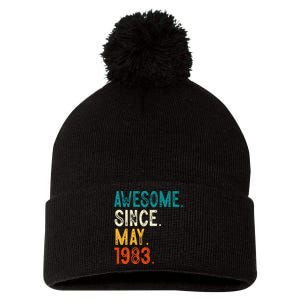 40 Year Old Awesome Since May 1983 40th Birthday Pom Pom 12in Knit Beanie