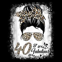 40 Years Old Fabulous Messy Bun Leopard 40th Birthday Tall T-Shirt