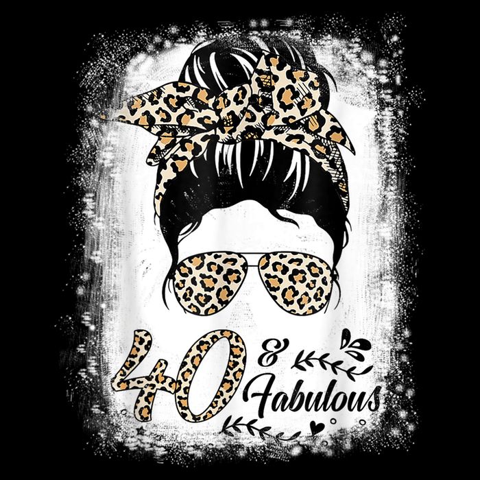 40 Years Old Fabulous Messy Bun Leopard 40th Birthday 7-Panel Snapback Hat
