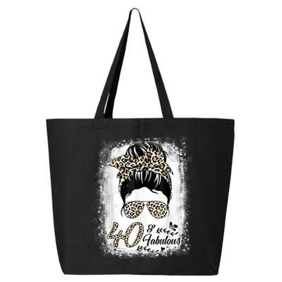 40 Years Old Fabulous Messy Bun Leopard 40th Birthday 25L Jumbo Tote
