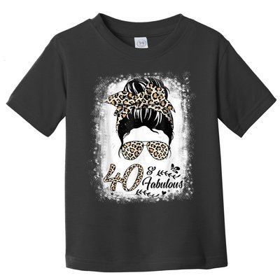 40 Years Old Fabulous Messy Bun Leopard 40th Birthday Toddler T-Shirt