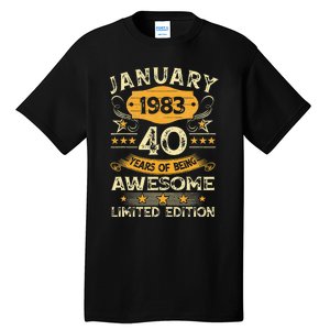 40 Year Old Awesome Since January 1983 40th Birthday Gift Tall T-Shirt