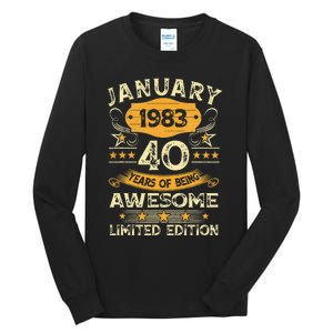 40 Year Old Awesome Since January 1983 40th Birthday Gift Tall Long Sleeve T-Shirt