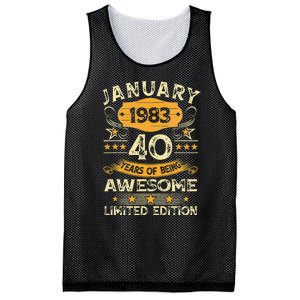 40 Year Old Awesome Since January 1983 40th Birthday Gift Mesh Reversible Basketball Jersey Tank