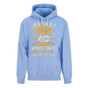 40 Year Old Awesome Since January 1983 40th Birthday Gift Unisex Surf Hoodie