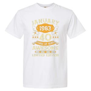 40 Year Old Awesome Since January 1983 40th Birthday Gift Garment-Dyed Heavyweight T-Shirt